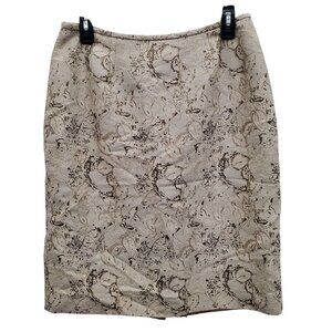 Le Suit Petite Beige Abstract‎ Floral Tapestry High Waist Career Pencil Skirt 6P